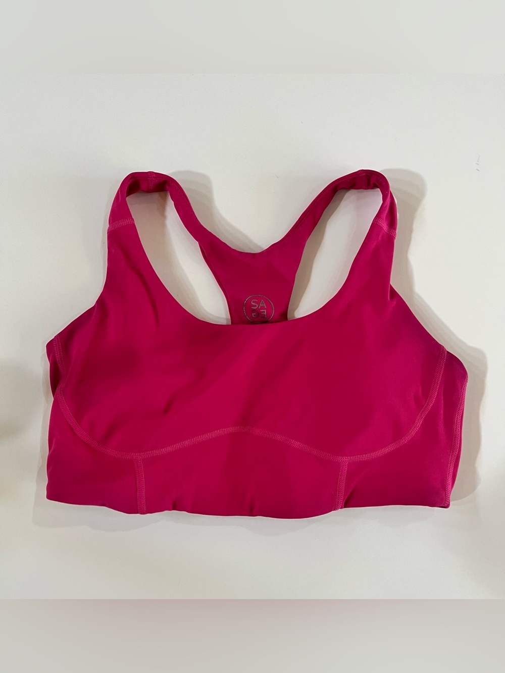 Sage Collective Supportive Racerback Sports Bra Fuchsia Bright Pink, size small